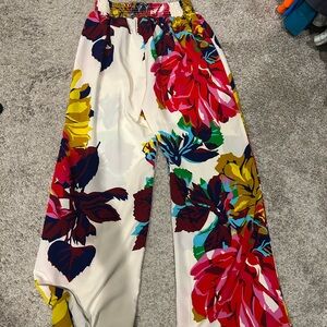 Colorful Floral Wide-Leg Women's Pants